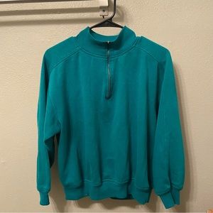 Turquoise Half-Zip Sweatshirt